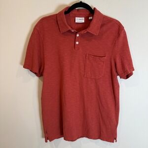 Cuts the friday projects Mens Red Short Sleeve Polo Shirt Pocket Cotton Size M